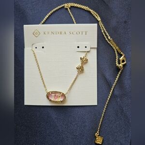 Kendra Scott Gold Necklace with Pink Oval Stone